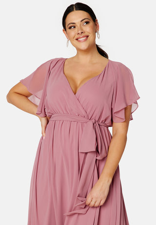 Flutter Sleeve Chiffon Maxi Curve Dress