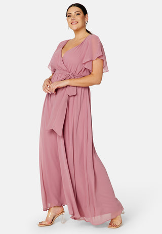 Flutter Sleeve Chiffon Maxi Curve Dress