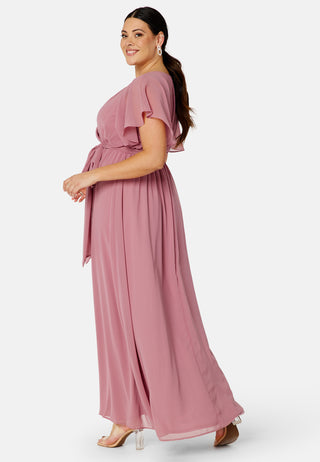 Flutter Sleeve Chiffon Maxi Curve Dress