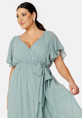 Flutter Sleeve Chiffon Maxi Curve Dress