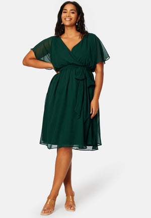 Flutter Sleeve Chiffon Midi Dress
