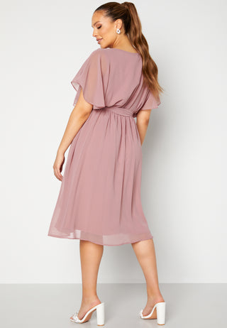 Flutter Sleeve Chiffon Midi Dress