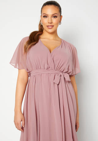 Flutter Sleeve Chiffon Midi Dress