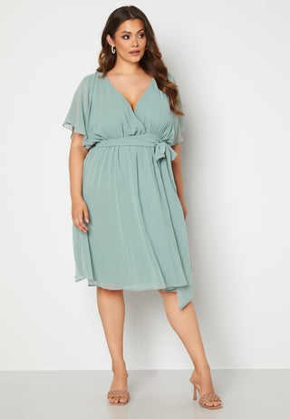 Flutter Sleeve Chiffon Midi Dress