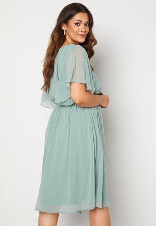 Flutter Sleeve Chiffon Midi Dress