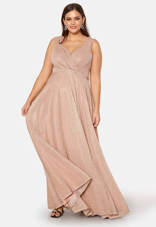 Glitter Wrap Front Maxi Curve Dress With Split