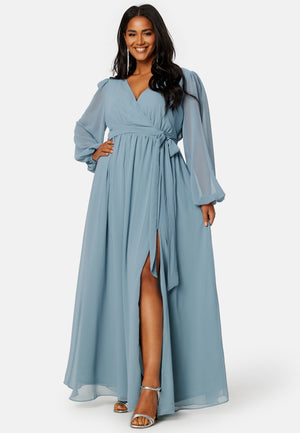 Long Sleeve Chiffon Maxi Curve Dress
