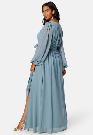 Long Sleeve Chiffon Maxi Curve Dress