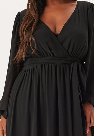 Long Sleeve Chiffon Maxi Curve Dress