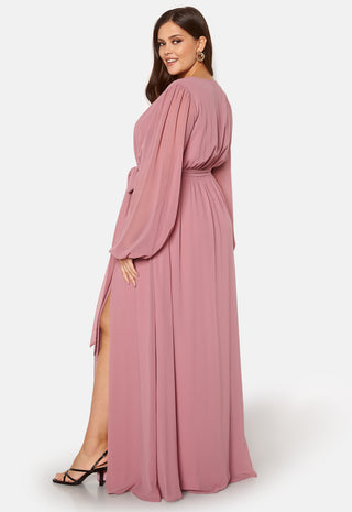Long Sleeve Chiffon Maxi Curve Dress