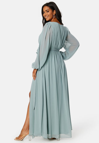 Long Sleeve Chiffon Maxi Curve Dress