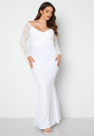 Long Sleeve Lace Trim Maxi Dress