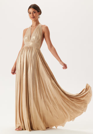 Deep V Neck Metallic Dress