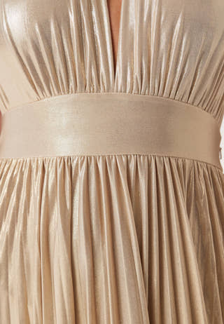 Deep V Neck Metallic Dress