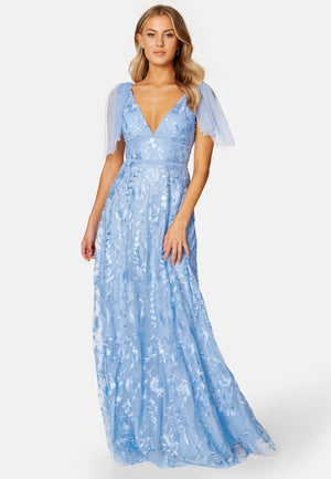 Embroidered Lace Flutter Maxi Dress