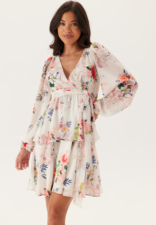 Floral Long Sleeve Tiered Skater Dress