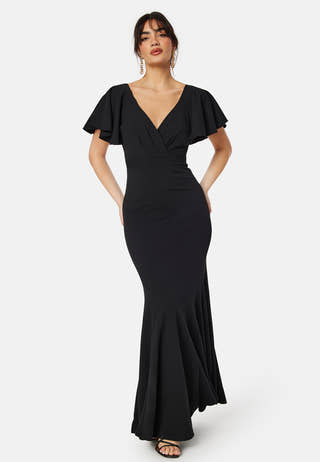 Flutter Sleeve Fishtail Maxi Dress