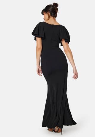 Flutter Sleeve Fishtail Maxi Dress