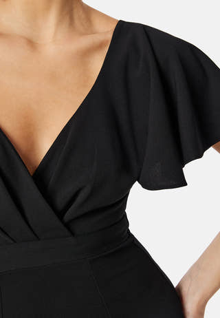 Flutter Sleeve Fishtail Maxi Dress