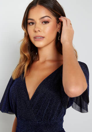 Flutter Sleeve Glitter Skater Dress