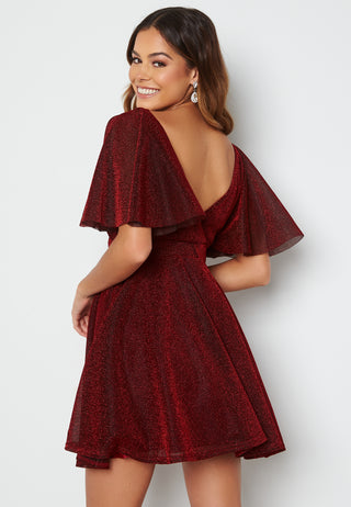 Flutter Sleeve Glitter Skater Dress