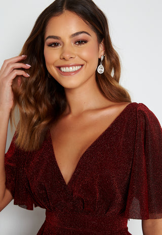 Flutter Sleeve Glitter Skater Dress