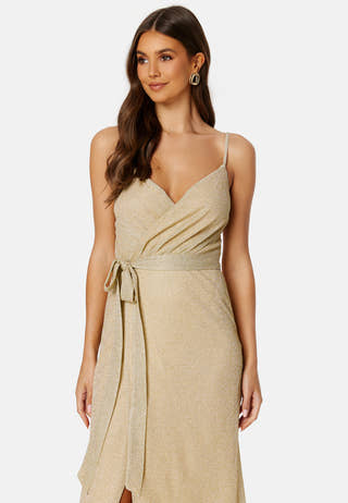 Glitter Wrap Front Maxi Dress