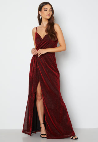Glitter Wrap Front Maxi Dress