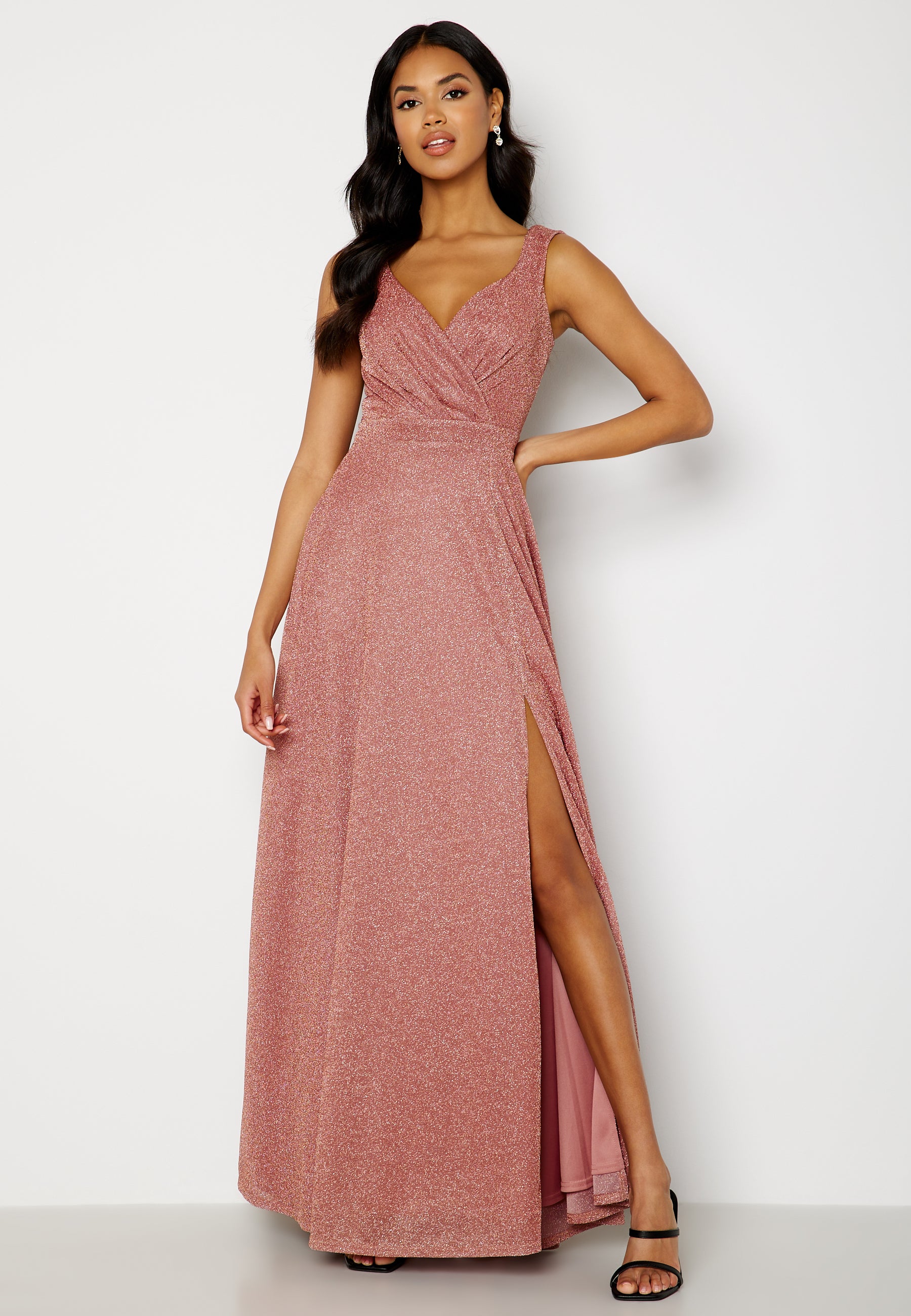 Goddiva Glitter Wrap Maxi Dress Ball gowns Pink Goddiva Glitter Wrap Maxi Dress Ball gowns Pink