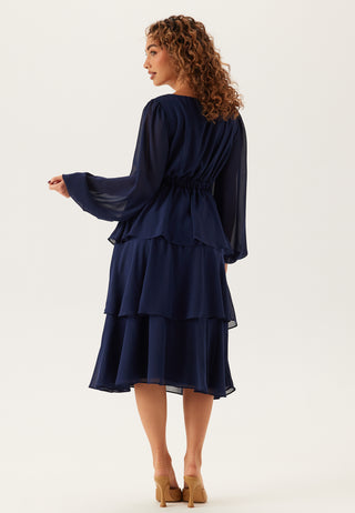 Long Sleeve Tiered Midi Dress