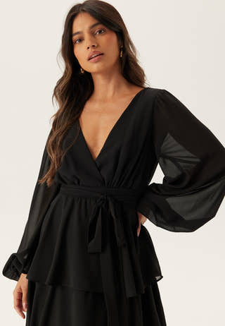 Long Sleeve Tiered Midi Dress