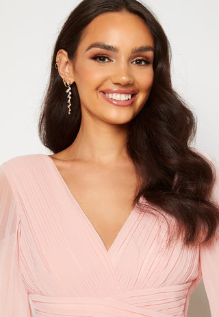 Pleated Balloon Sleeve Maxi Dress