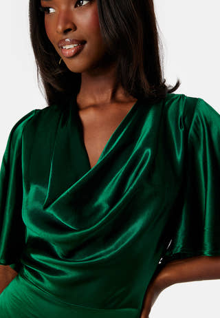Satin Cowl Front Maxi Dress