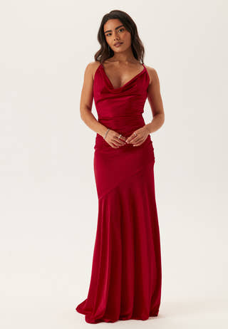 Satin Cowl Neck Maxi Dress