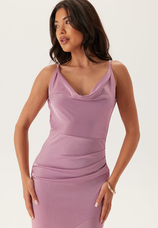 Satin Cowl Neck Maxi Dress