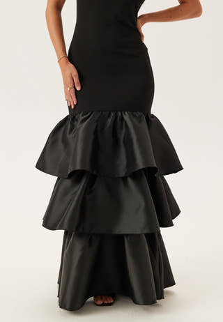 Satin Frill Maxi Dress