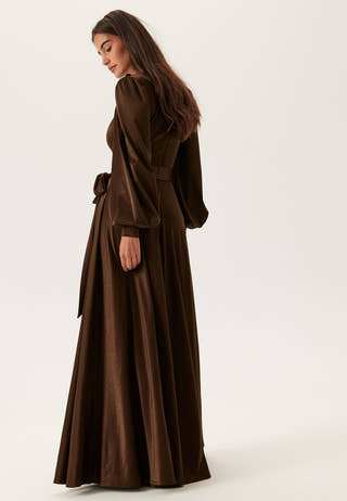 Satin Volume Sleeve Maxi Dress