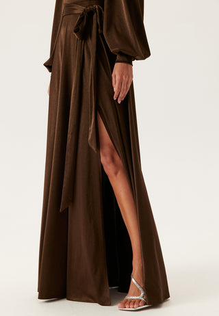 Satin Volume Sleeve Maxi Dress