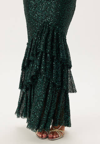 Sequin Tiered Hem Maxi Dress