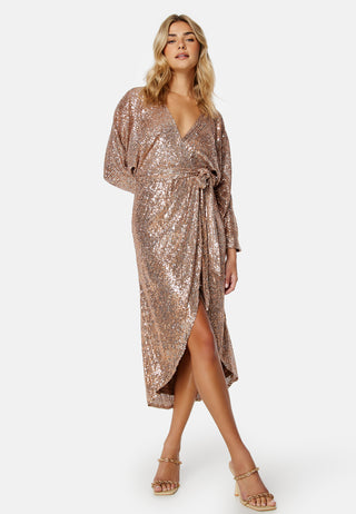 Sequin Wrap Midi Dress