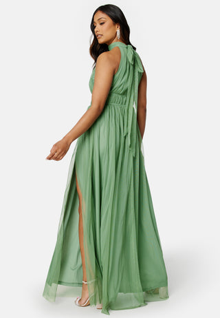 Tie Neck Maxi Dress With Split