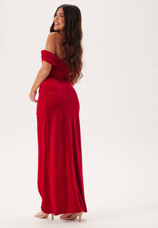 Velvet Bardot Corset Maxi Dres