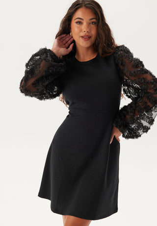 3D Floral Sleeve Short Dress