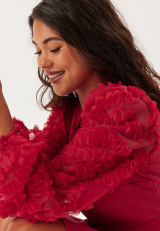 3D Floral Sleeve Short Dress