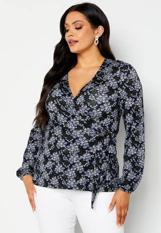 Amanda puff sleeve wrap top
