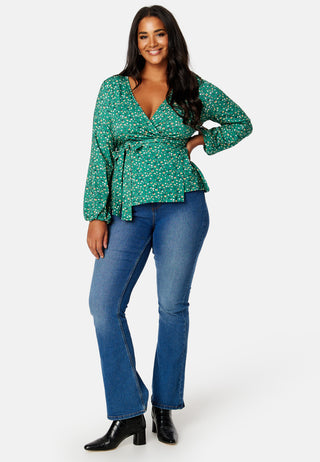 Amanda puff sleeve wrap top