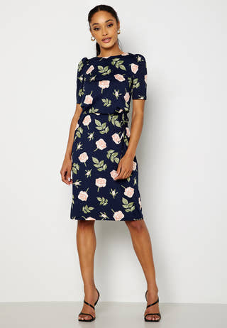 Blenda puff sleeve midi dress