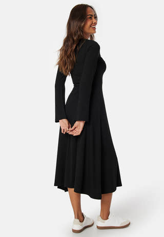 Soft Rib Slit Midi Dress
