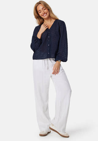 Broderie Anglaise V-Neck Blouse
