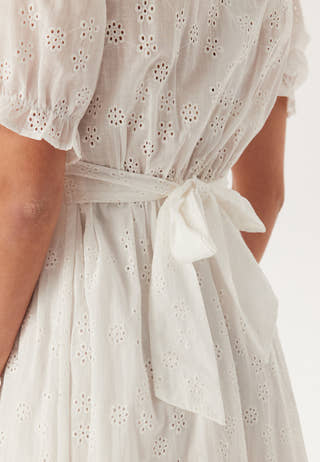 Broderie Anglaise V-Neck Dress